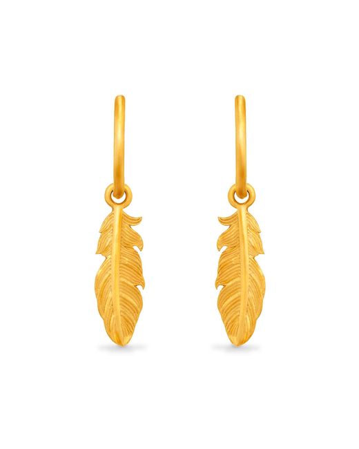 7879 Metallic Feather Charm Hoop Earrings