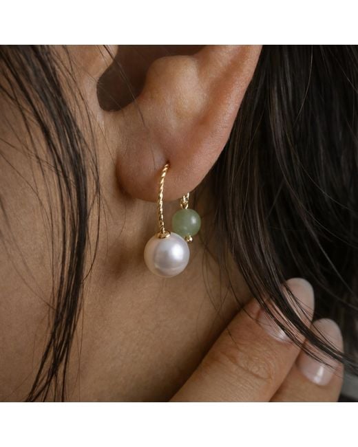 seree Metallic Ana Pearl And Jade Thread Earrings