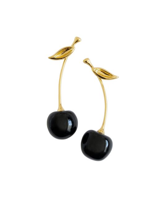POPORCELAIN Metallic Porcelain Black Cherry Earrings
