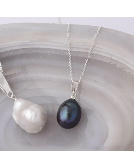 Nellou Jewellery Blue Ellen Peacock Pearl Drop Necklace