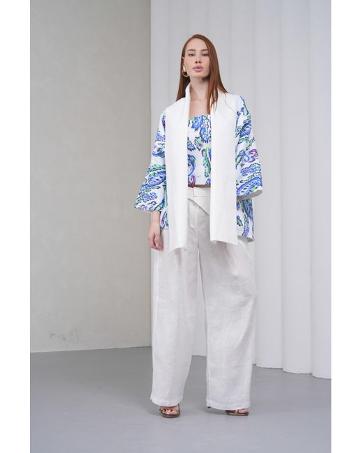 Lumina Eligma White The Duality Linen Reversible Jacket