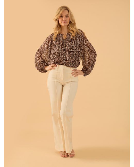 Rose & Nancy Brown Sienna Print Blouson Blouse