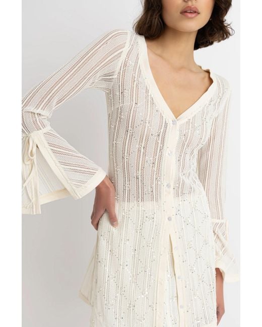 Amy Lynn White Neutrals Lucia Cream Crochet Embellished Dress