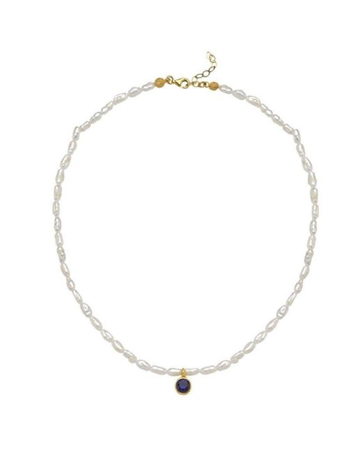 LINYA JEWELLERY Metallic Cosmic Small Pearl Zodiac Necklace Birthstone