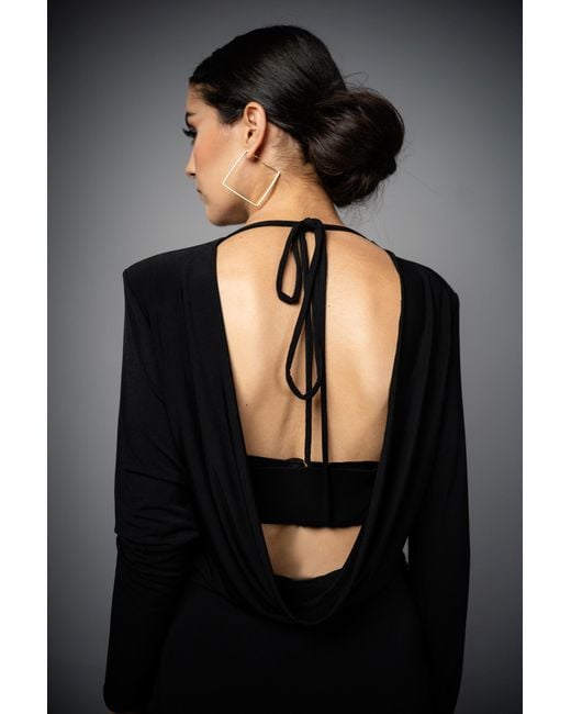 Monice London Black Coco Backless & Bra Friendly Blazer Style Midi Dress