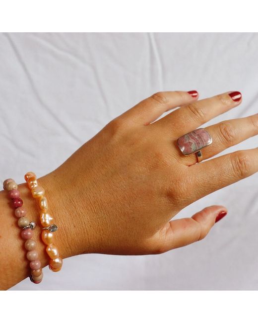 FV Jewellery Pink La Stèle Rhodochrosite & Rectangle Ring