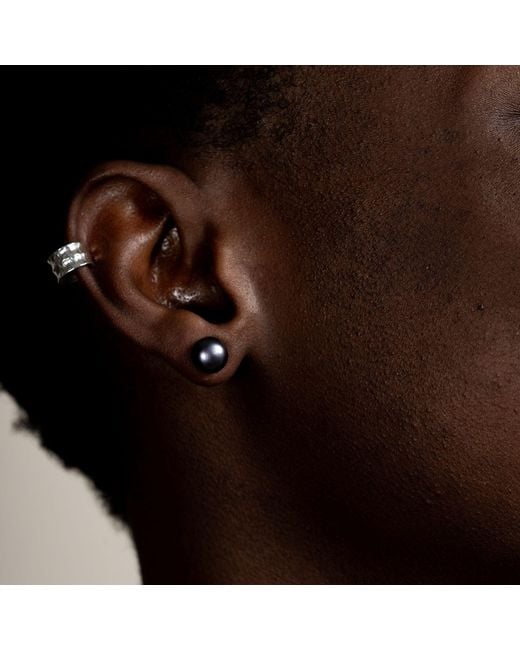Dower & Hall Black Single Peacock Freshwater Luna Pearl Stud for men