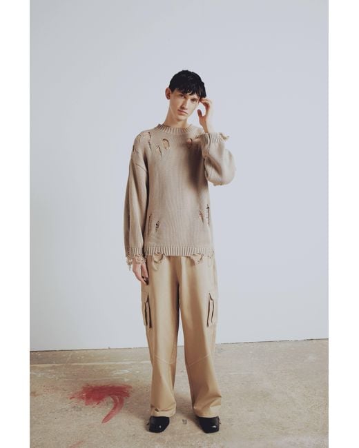 Pcfg Natural Neutrals Your Itch Ripped Knit Sweat for men