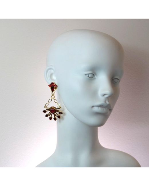 Vicki Sarge Brown Yuletide Burst Chandelier Earrings