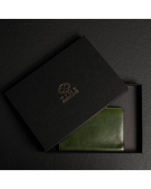 Time Resistance Green Small Leather Passport Holder For