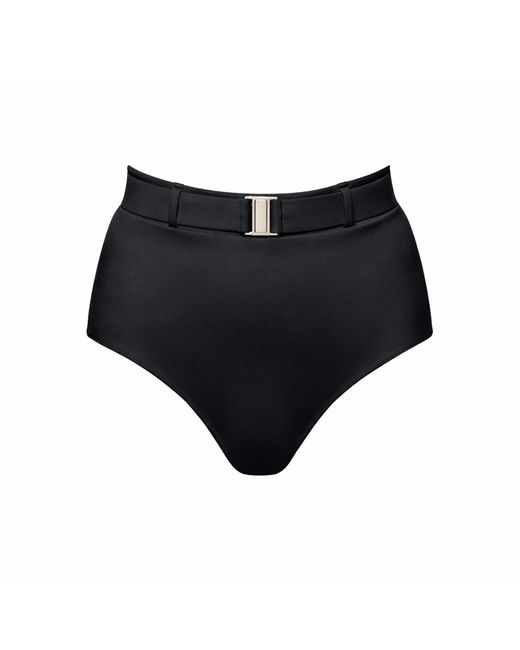 Chaude Swimwear Black Bowie Belted High Waist Bikini Bottoms