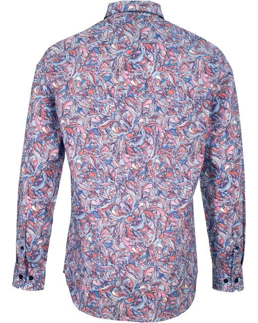 Lords of Harlech Blue Mitchell Paisley Layers Shirt for men