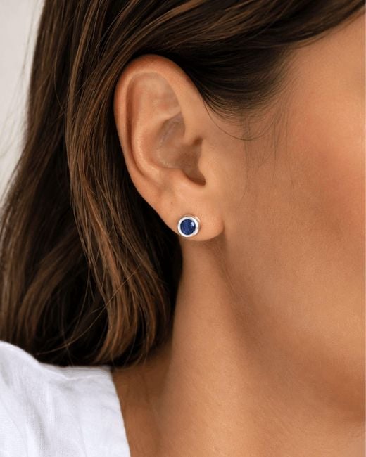 Isla Silver Blue Handmade Sterling Sapphire Stud Earrings
