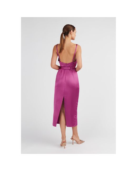 Undress Purple Kamea Satin Midi Cocktail Dress