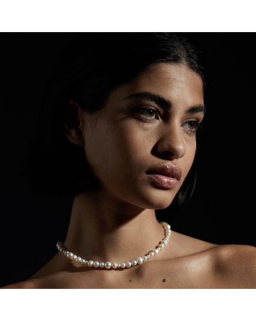 Kasun Metallic Pearl Cluster Necklace Vermeil