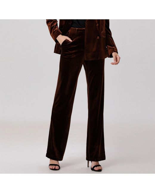 Smart and Joy Black Straight Velvet Suit Pants