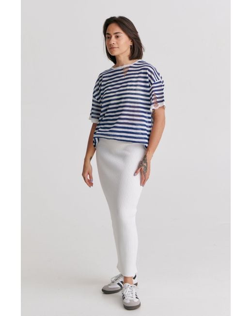 SALANIDA White Madonna Ribbed-Knit Midi Skirt *Reversible