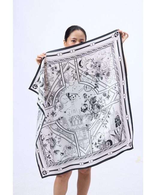 Silk and Bears Blue Monochrome Nautical 100% Mulberry Silk Twill Scarf — Hand-Rolled Hem