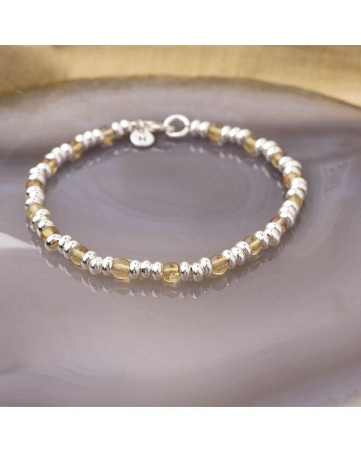 Nellou Jewellery Metallic Gem Citrine Bracelet November Birthstone Sterling