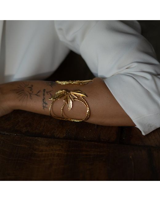 Ebru Jewelry Metallic Floral Spirit Arm & Cuff Bracelet