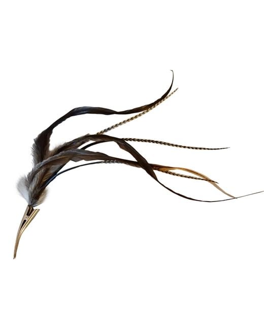 Romer Millinery Brown Neutrals Feather Clip For Hair, Hats, Turbans, Lapel Neutrals