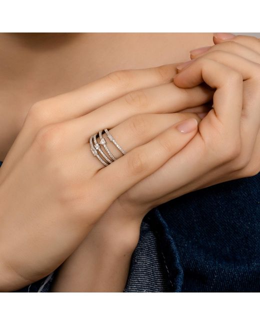 Diamonbliss Metallic Baguette Cut Dainty Solitaire Ring