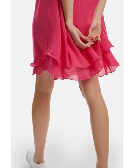 James Lakeland Pink Short Sleeve Wave Hem Dress Fuchsia