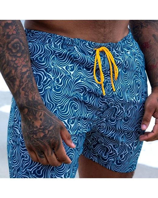 Live Kolibri Blue Abstract Swim Trunks for men