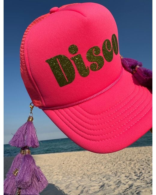 Julia Clancey Pink Hot Tasseltastic Disco Trucker Cap