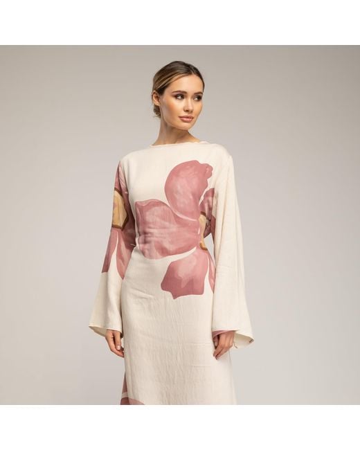 Tantra Spain Sl Pink Long Floral Dress With Square Neckline And Straps