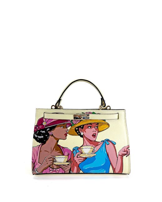 Maison Rubaiyat White Lucy Hand-Painted Leather Bag