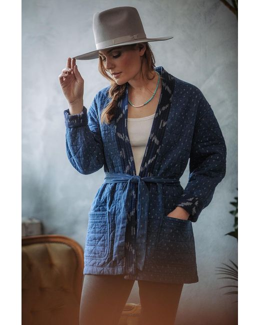 &SONS Trading Co Blue Damsons Hanten Quilted Jacket