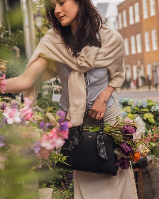 Fable England Black Grace Structured Tote Bag