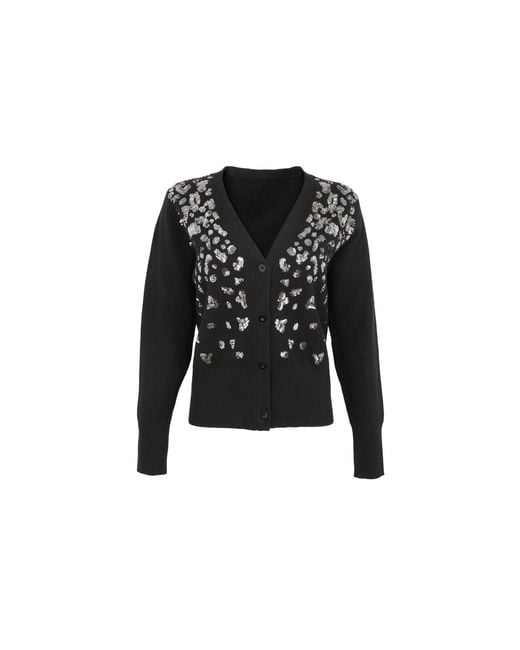 Saachi Black Deco Drip Sparkle Cardigan