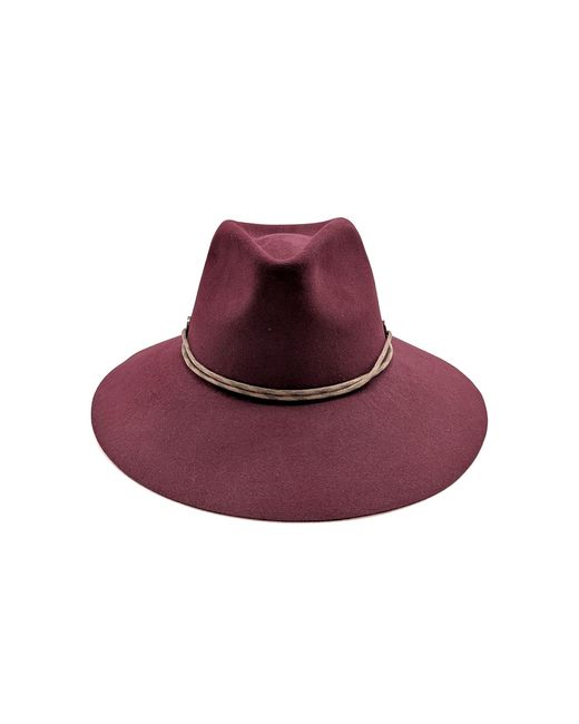 DORIA 1905 Purple Negroamaro Smooth Lapin Felt Wide Brim Hat With Icon Ring And Leather Lace
