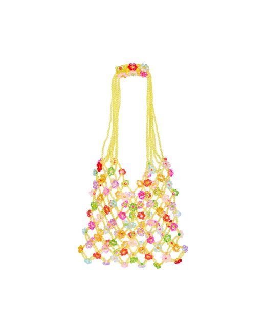Tillie Beads Yellow Sunshine Bloom Floral Beaded Shoulder Bag