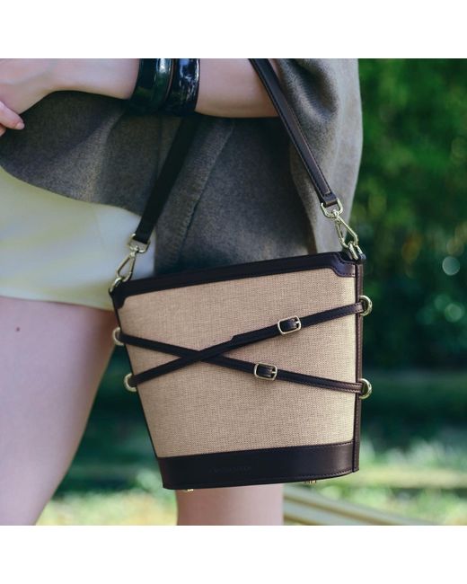 Owlish Studio Metallic Glacier Canvas Vegan Leather Bucket Bag