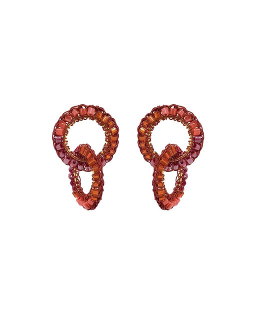 Lavish by Tricia Milaneze Orange Coral Red Mix Nova Handmade Crochet Earrings