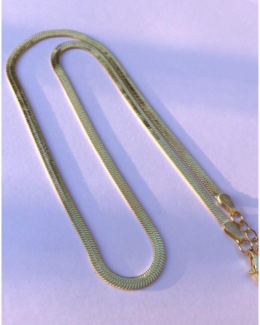Crystals and Co Metallic Fine Herringbone Necklace