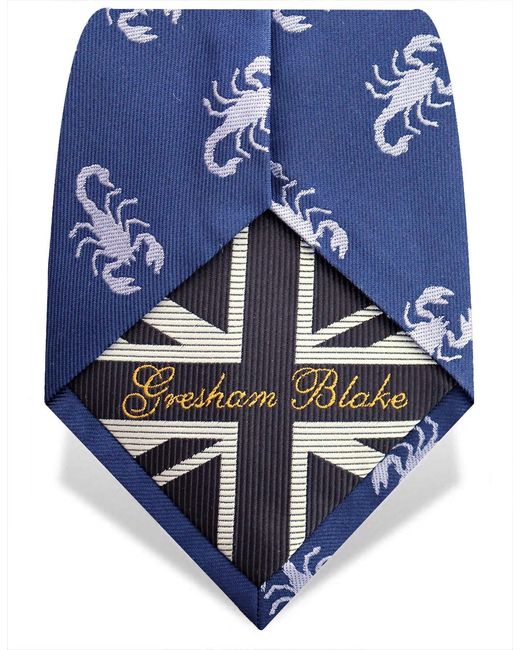 Gresham Blake Blue Scorpion Silk Tie for men