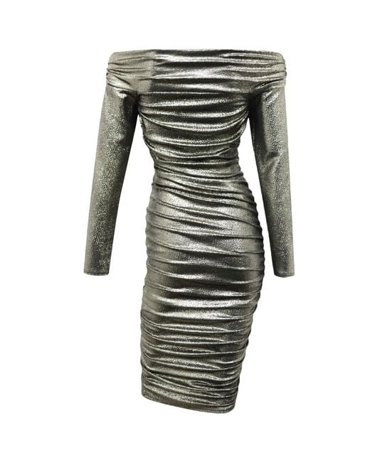 Me & Thee Black Meet Your Maker Metallic Ruche Dress