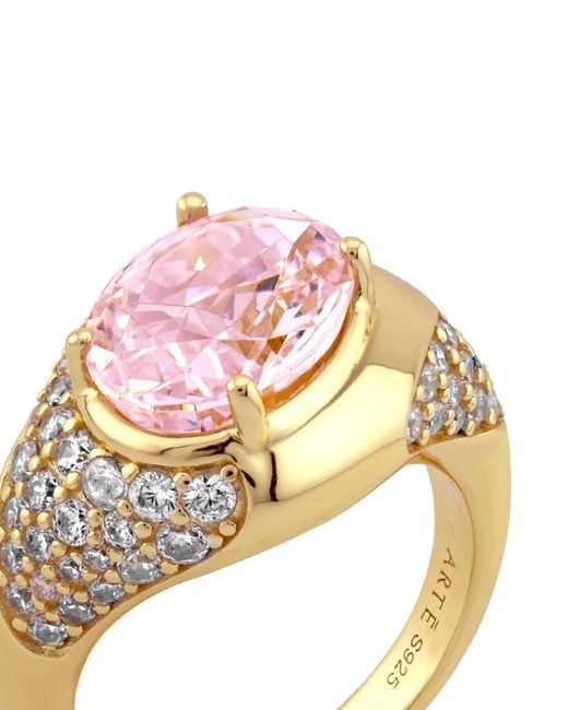 Arte Madrid Pink Sierra Pavé Contour Statement Ring
