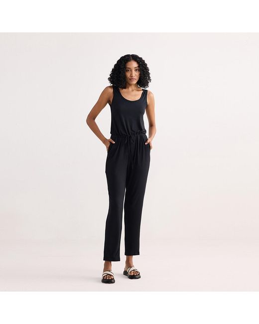 REISTOR Black Relaxed Drawstring Jumpsuit
