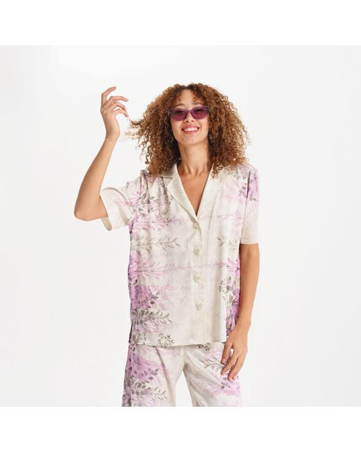 Lalipop Design Pink Soft Drape Floral Print Shirt With Subtle Stretch