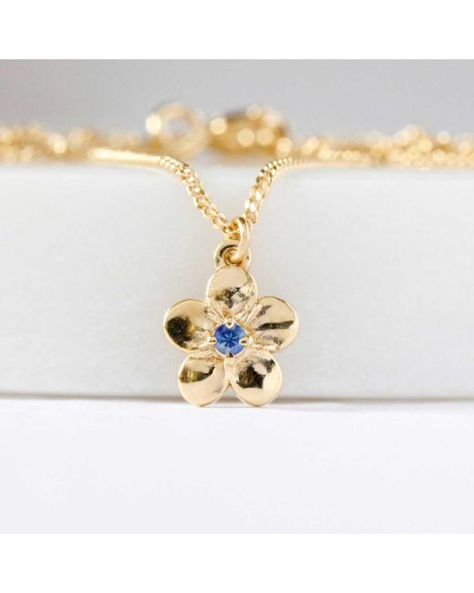Lee Renee Metallic Forget Me Not Necklace – Single Sapphire–