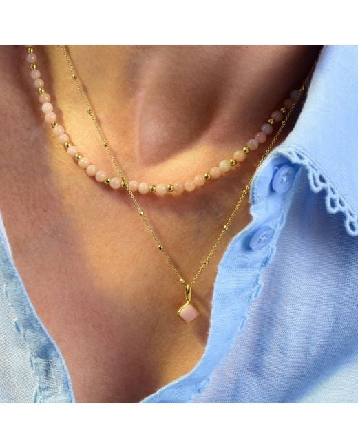 Nellou Jewellery Metallic Diamond Opal Necklace Birthstone October Plated Sterling
