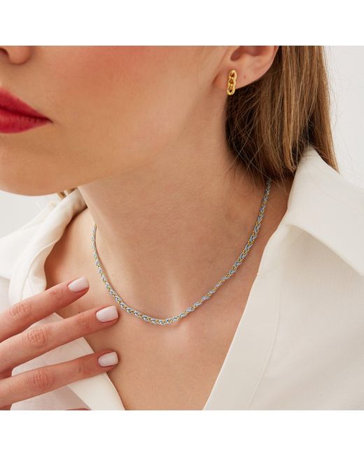Spero London Metallic Handmade Rope Braided Sterling Beaded Chain Necklace