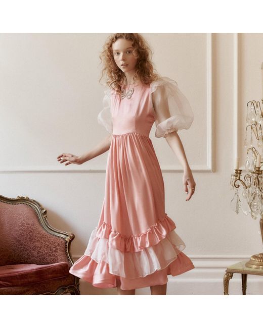 Lisa The Label Pink Angel Cloud Puff Dress Long