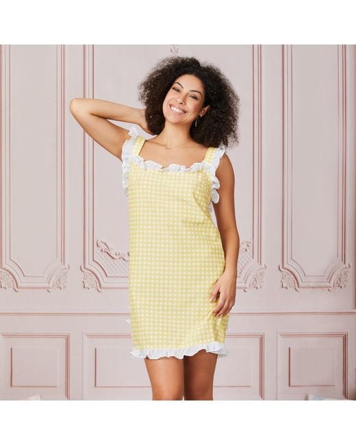 Love Letters X Yellow Dolce Gingham Limone Sleep Dress