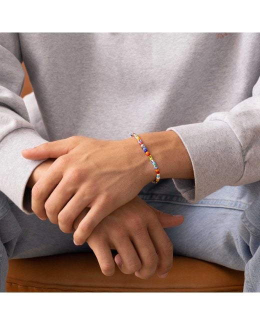 Nialaya Blue Wristband With Assorted Vintage Trifocal Beads And for men